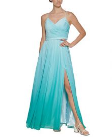 Calvin Klein Surplice Ombreacute Chiffon Gown  Reviews - Dresses - Women - Macys at Macys