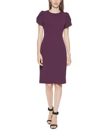 Calvin Klein Tulip-Sleeve Scuba-Crepe Sheath Dress - Macys at Macys