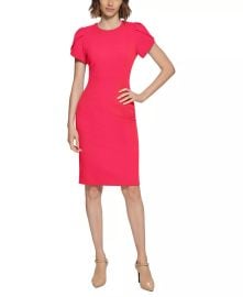 Calvin Klein Tulip-Sleeve Scuba-Crepe Sheath Dress - Macys at Macys