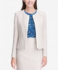 Calvin Klein Tweed Zip Up Jacket at Macys