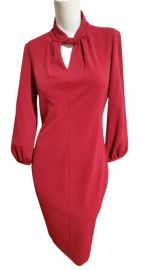 Calvin Klein Twist Crew Neck Sheath Dress in Cranberry at eBay