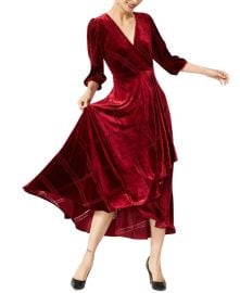 Calvin Klein Velvet Faux-Wrap Dress Reviews - Dresses - Women - Macys at Macys