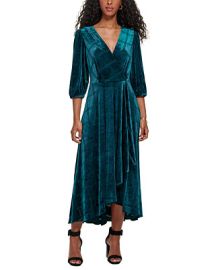 Calvin Klein Velvet Faux-Wrap Dress Reviews - Dresses - Women - Macys at Macys