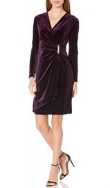 Calvin Klein Velvet Long Sleeve Faux Wrap Dress at Amazon