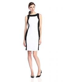 Calvin Klein Women s Color-Block Knit Sheath Dress at Amazon