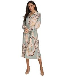 Calvin Klein Women39s Printed Long-Sleeve A-Line Shirtdress - Macy39s at Macys