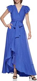 Calvin Klein Women39s Ruffle Sleeve Maxi Gown with Zipper Closure at Womens Clothing store at Amazon