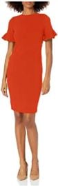 Calvin Klein Women39s Short Flutter Sleeved Sheath Dress at  Womens Clothing store at Amazon