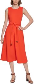 Calvin Klein Women39s Sleeveless A-line Belted Midi Dress at  Womens Clothing store at Amazon