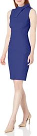 Calvin Klein Women39s Sleeveless Seamed Sheath with Tie Neck at Womens Clothing store at Amazon