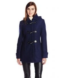 Calvin Klein Womenand39s Boucle Wool Coat with Toggles Indigo X-Small at Amazon