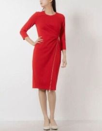 Calvin Klein Womenaposs Diagonal Zipper Round Neck 34 Sleeve Sheath Dress Size 6 eBay at eBay