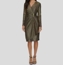 Calvin Klein Womenaposs Gold Metallic V-Neck Hardware Front Sheath Dress Sz 4 eBay at eBay