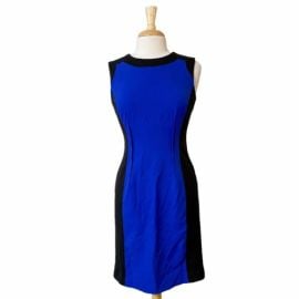 Calvin Klein Womenaposs Royal Blue Sleeveless Back Zip Midi Sheath Dress Size 4 eBay at eBay