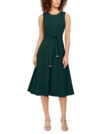 Calvin Klein Womens Belted A-Line Dress - Macys at Macys