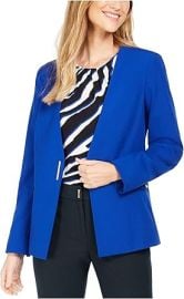 Calvin Klein Womens Blue Blazer Jacket Petites Blue- Size 2P at Womens Clothing store at Amazon