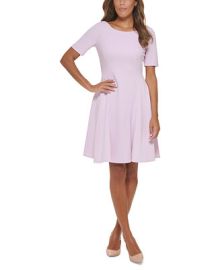 Calvin Klein Womens Boat Neck Seamed A-Line Dress - Macys at Macys