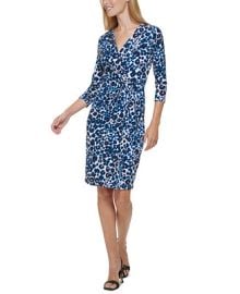 Calvin Klein Womens Cheetah-Print Wrap Sheath Dress - Macys at Macys