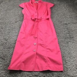 Calvin Klein Womens Dress Size XS Pink Button-Up Cap Sleeve Tie-Waist Lined eBay at eBay