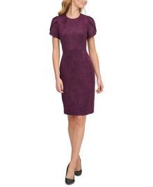 Calvin Klein Womens Faux-Suede Tulip-Sleeve Dress - Macys at Macys