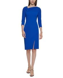 Calvin Klein Womens Foldover-Neck Front-Slit Sheath Dress Reviews - Dresses - Women - Macys at Macys