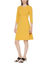 Calvin Klein Womens Gathered Above Knee Fit Flare Dress Shop Premium Outlets at Shop Simon