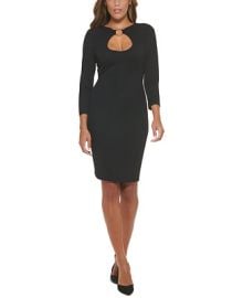 Calvin Klein Womens O-Ring Cutout 34-Sleeve Sheath Dress - Macys at Macys