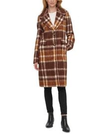 Calvin Klein Womens Plaid Single-Breasted Walker Coat  Reviews - Coats  Jackets - Women - Macys at Macys