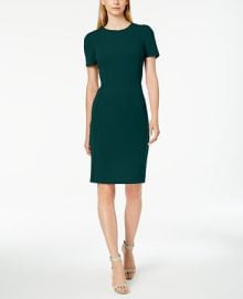 Calvin Klein Womens Round-Neck Short-Sleeve Sheath Dress - Macys at Macys