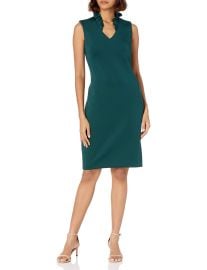 Calvin Klein Womens Ruffled V-Neck Sleeveless Sheath Dress - Macys at Macys