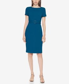 Calvin Klein Womens Short-Sleeve Scuba Sheath Dress - Macys at Macys