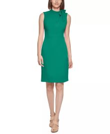 Calvin Klein Womens Tie-Neck Sleeveless Bodycon Dress - Macys at Macys