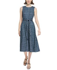 Calvin Klein Womens Tweed Belted A-Line Dress - Macys at Macys