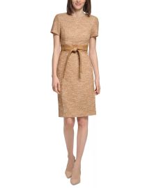 Calvin Klein Womens Tweed Belted Sheath Dress - Macys at Macys