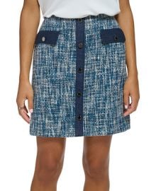 Calvin Klein Womens Tweed Denim-Trim Skirt Reviews - Skirts - Women - Macys at Macys