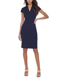 Calvin Klein Womens V-Neck Cap Sleeve Sheath Dress - Macys at Macys