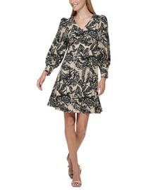 Calvin Klein Womens V-Neck Empire-Waist Printed Dress - Macys at Macys