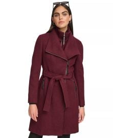 Calvin Klein Womens Wool Blend Belted Wrap Coat Created for - Macy39s at Macys
