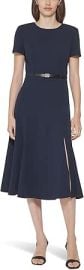 Calvin Klein Womenx27s Belted Short Sleeve Midi Dress at Womens Clothing store at Amazon