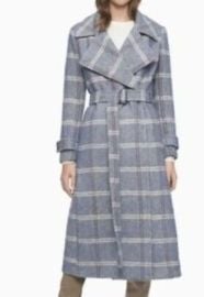 Calvin klein Wool Blend Blue Multi Plaid Belted Coat womenaposs size 2 NWT eBay at eBay