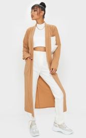 Camel Maxi Belted Pocket Front Kimono PrettyLittleThing USA at Pretty Little Thing