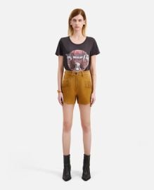 Camel leather shorts with fringes The Kooples - US at The Kooples