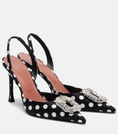 Camelia polka-dot satin slingback pumps at Mytheresa