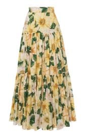 Camellia-Print Cotton Tiered Maxi Skirt at Moda Operandi