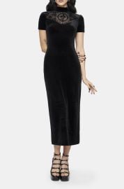 Cameo Flocked Mesh Insert Midi Dress at Nordstrom