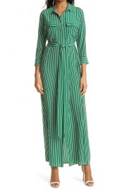 Cameron Stripe Long Silk Shirtdress at Nordstrom