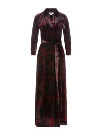 Cameron Velvet Shirt Dress in BlackRed Medallion Paisley L39AGENCE at L'Agence