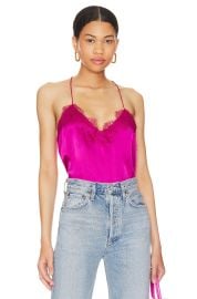 Cami NYC Racer Charmeuse Cami in Dahlia at Revolve