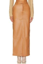 Camila Coelho Anabella Leather Maxi Skirt In Camel at Revolve
