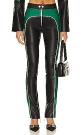 Camila Coelho Biker Leather Pants In Green Black at Revolve
